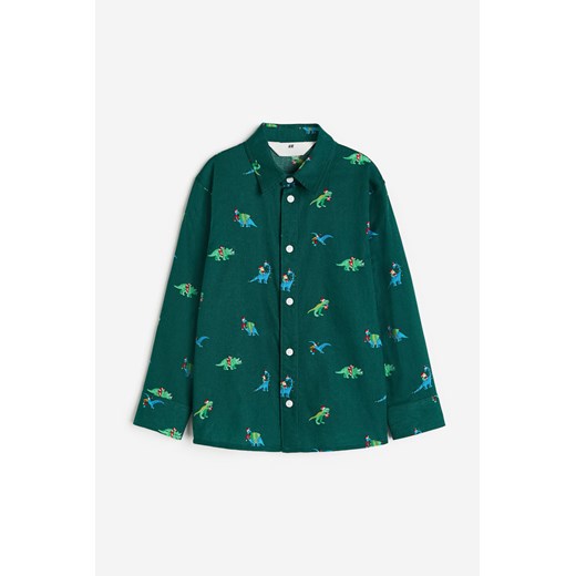 H & M - Wzorzysta koszula bawełniana - Zielony H & M 134 (8-9Y) H&M