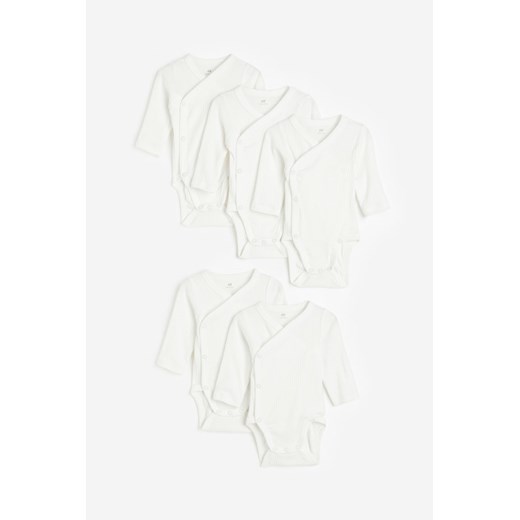 H & M - Kopertowe body w prążki 5-pak - Biały H & M 68 (4-6M) H&M