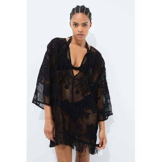 H & M - Plażowa sukienka o wyglądzie szydełkowej robótki - Czarny H & M XL H&M