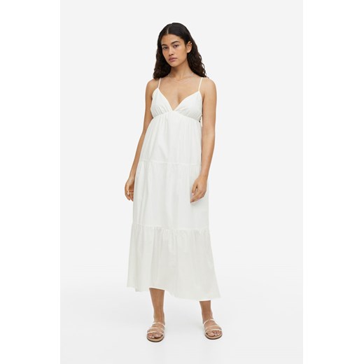 H & M - Bawełniana sukienka z falbaniastym dołem - Biały H & M XS H&M