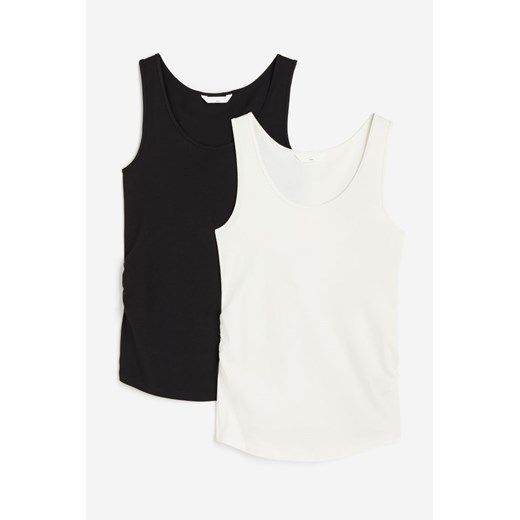 H & M - MAMA Bawełniana koszulka 2-pak - Biały ze sklepu H&M w kategorii Bluzki ciążowe - zdjęcie 169593719