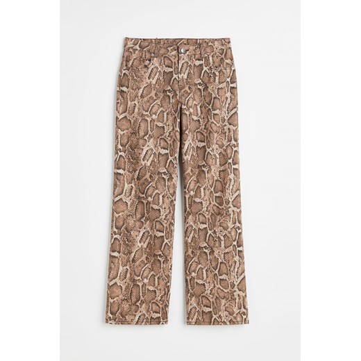H & M - Szerokie spodnie z diagonalu - Beżowy ze sklepu H&M w kategorii Spodnie damskie - zdjęcie 169593908