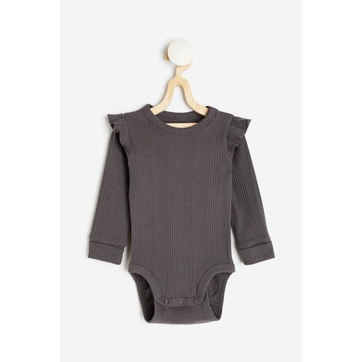 H & M - Body z długim rękawem i regulacją rozmiaru - Szary ze sklepu H&M w kategorii Odzież dla niemowląt - zdjęcie 169593997