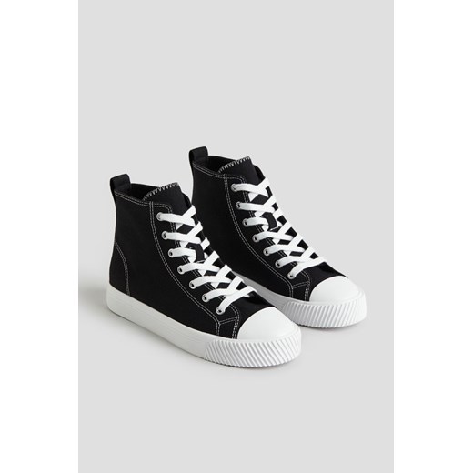 H & M - Płócienne buty sportowe do kostki - Czarny ze sklepu H&M w kategorii Trampki damskie - zdjęcie 169594088