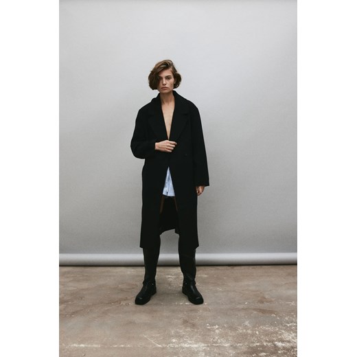 H & M - Dwurzędowy płaszcz - Czarny ze sklepu H&M w kategorii Płaszcze męskie - zdjęcie 169594226