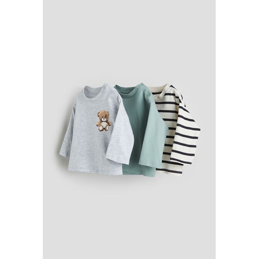 H & M - Dżersejowy top z bawełny 3-pak - Szary H & M 104 (3-4Y) H&M