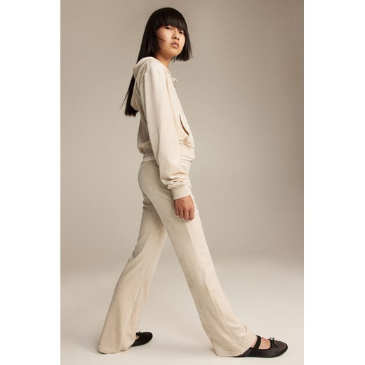 H & M - Rozszerzane legginsy welurowe - Beżowy H & M 158 (12-13Y) H&M
