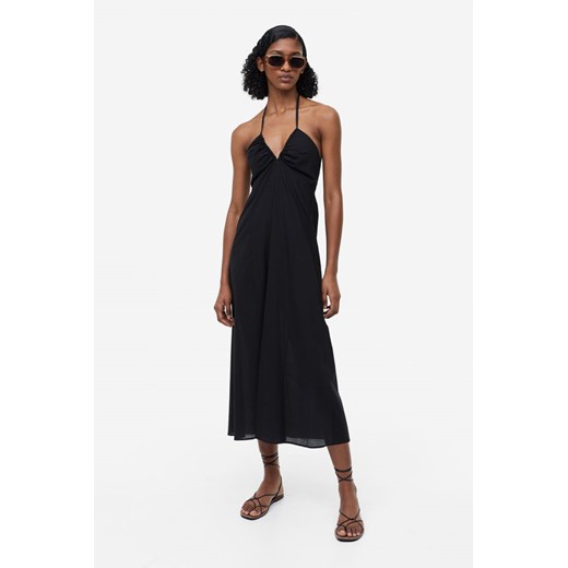 H & M - Bawełniana sukienka z mocowaniem na karku - Czarny H & M S H&M