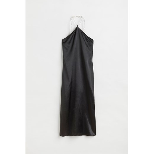 H & M - Satynowa sukienka z mocowaniem na karku - Czarny ze sklepu H&M w kategorii Sukienki - zdjęcie 169594647