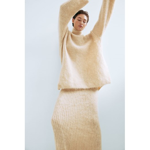 H & M - Półgolfowy sweter z domieszką moheru - Beżowy H & M S H&M
