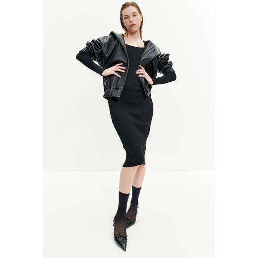 H & M - Sukienka bodycon z dzianiny w prążki - Czarny ze sklepu H&M w kategorii Sukienki - zdjęcie 169594796