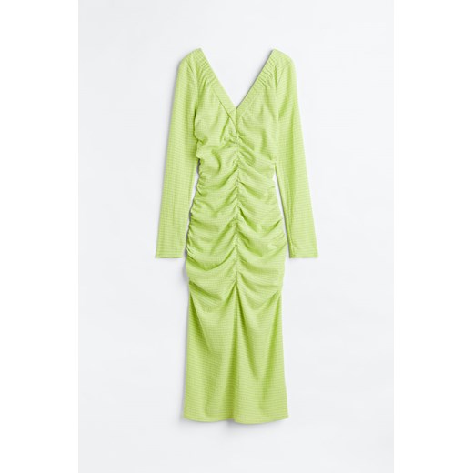 H & M - Krepowana sukienka z marszczeniem - Zielony ze sklepu H&M w kategorii Sukienki - zdjęcie 169595348