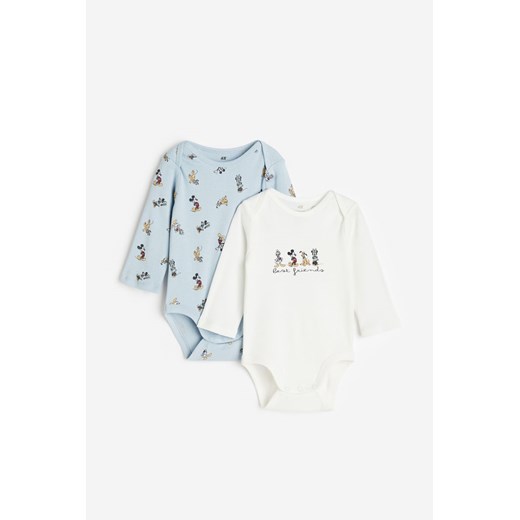 H & M - Body z długim rękawem 2-pak - Biały ze sklepu H&M w kategorii Odzież dla niemowląt - zdjęcie 169595389