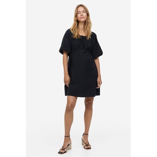 H & M - MAMA Bawełniana sukienka z odkrytymi ramionami - Czarny ze sklepu H&M w kategorii Sukienki ciążowe - zdjęcie 169595455