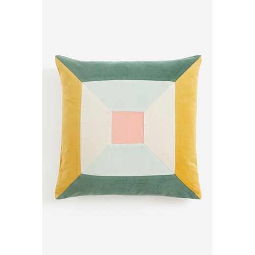 H & M - Aksamitna patchworkowa poszewka na poduszkę - Żółty H & M 50x50 H&M