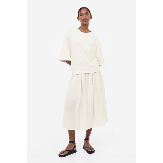 H & M - Szeroka spódnica z diagonalu - Biały ze sklepu H&M w kategorii Spódnice - zdjęcie 169595687