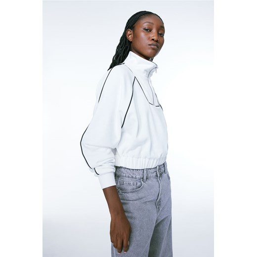 H & M - Bluza oversize z suwakiem u góry - Biały ze sklepu H&M w kategorii Bluzy damskie - zdjęcie 169595748