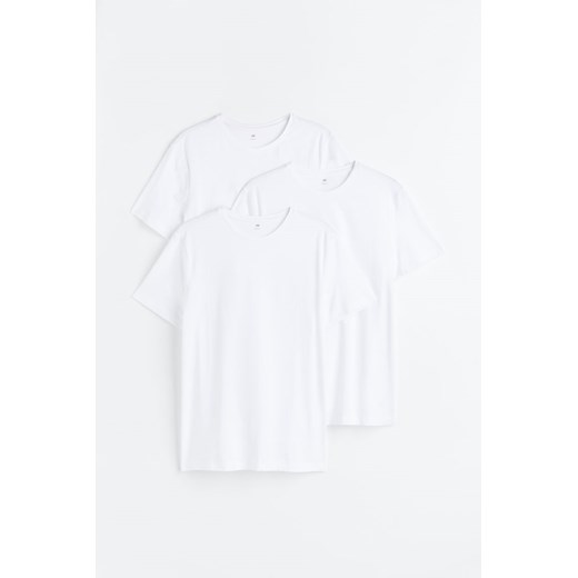 H & M - T-shirt Slim Fit 3-pak - Biały ze sklepu H&M w kategorii T-shirty męskie - zdjęcie 169595816