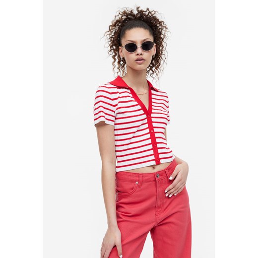Bluzka damska H & M wielokolorowa w serek z krótkim rękawem 