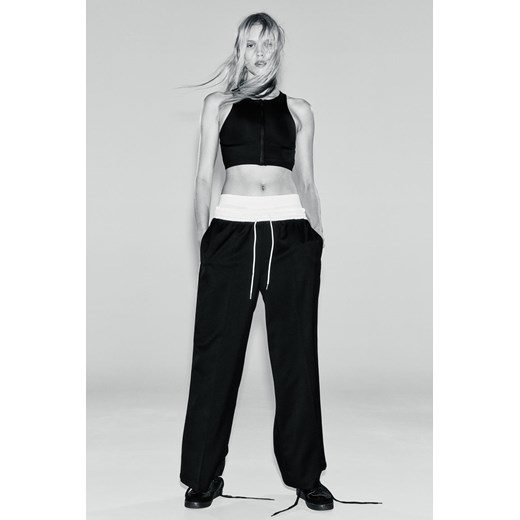 H & M - Szerokie spodnie bez zapięcia - Czarny ze sklepu H&M w kategorii Spodnie damskie - zdjęcie 169596349