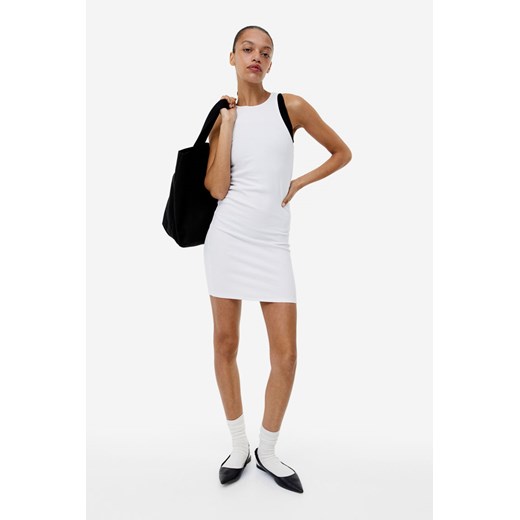 H & M - Sukienka z dżerseju w prążki - Biały ze sklepu H&M w kategorii Sukienki - zdjęcie 169596397