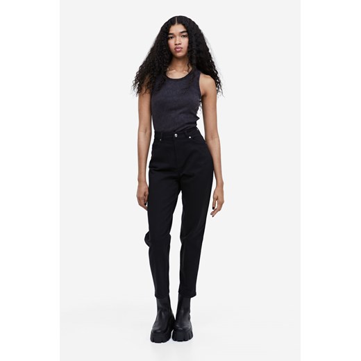 H & M - Spodnie z diagonalu Mom Loose Fit - Czarny ze sklepu H&M w kategorii Spodnie damskie - zdjęcie 169596489