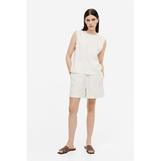 H & M - Jedwabne szorty z falbanką - Biały H & M 36 H&M