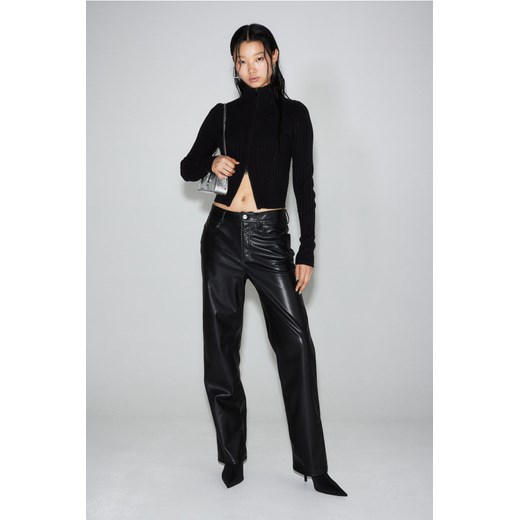 H & M - Spodnie powlekane 90s Straight - Czarny ze sklepu H&M w kategorii Spodnie damskie - zdjęcie 169596748