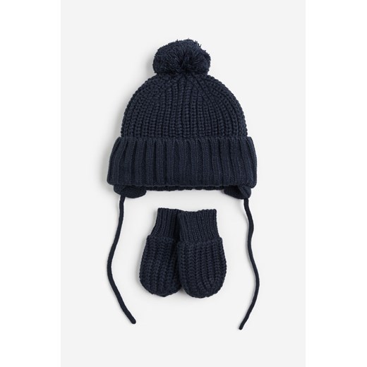 H & M - Komplet 2-częściowy czapka i rękawiczki - Niebieski ze sklepu H&M w kategorii Czapki dziecięce - zdjęcie 169596807