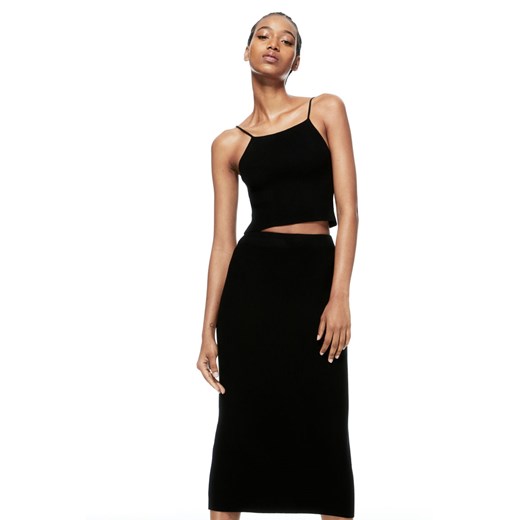 H & M - Dzianinowy top na ramiączkach - Czarny ze sklepu H&M w kategorii Bluzki damskie - zdjęcie 169596868