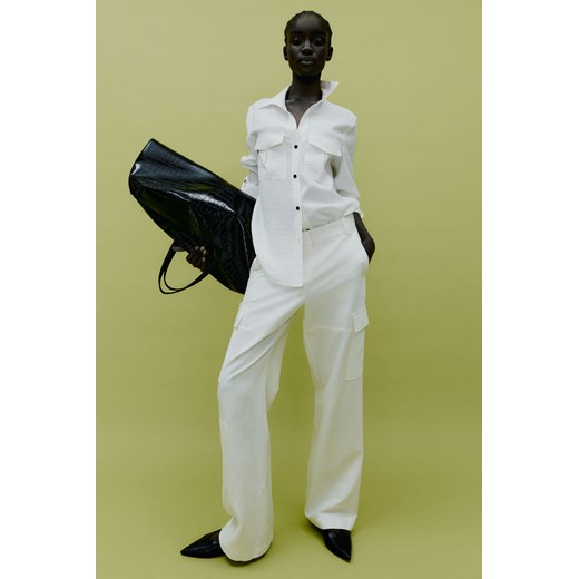H & M - Koszula utility z domieszką modalu - Biały ze sklepu H&M w kategorii Koszule damskie - zdjęcie 169596869