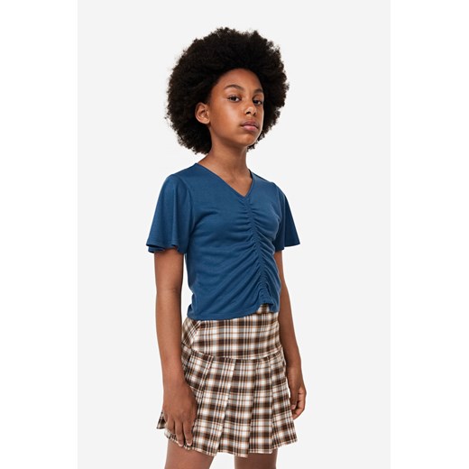 H & M - Dżersejowy T-shirt z marszczeniem - Niebieski ze sklepu H&M w kategorii Bluzki dziewczęce - zdjęcie 169597015