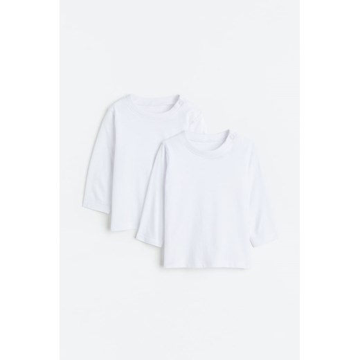 H & M - Dżersejowy top z długim rękawem 2-pak - Biały ze sklepu H&M w kategorii Kaftaniki i bluzki - zdjęcie 169597027