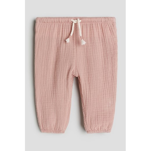 H & M - Podwójnie tkane spodnie bez zapięcia - Różowy ze sklepu H&M w kategorii Spodnie i półśpiochy - zdjęcie 169597038