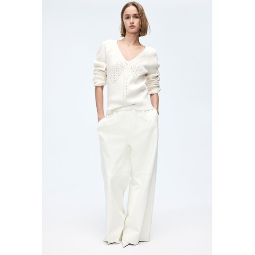 H & M - Ażurowy sweter - Biały H & M S H&M