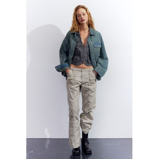 H & M - Płócienne spodnie cargo - Zielony ze sklepu H&M w kategorii Spodnie damskie - zdjęcie 169597176
