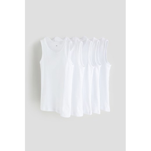 H & M - Bawełniana koszulka 5-pak - Biały ze sklepu H&M w kategorii Podkoszulki dziecięce - zdjęcie 169597359