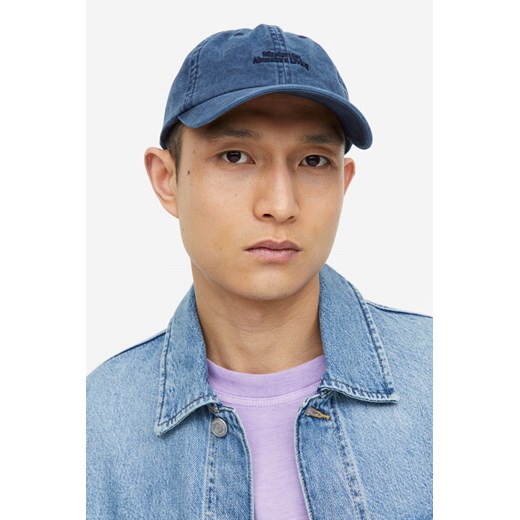 H & M - Bawełniana czapka z daszkiem i haftowanym motywem - Niebieski H & M ONESIZE H&M