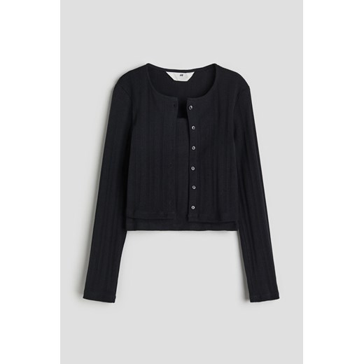 H & M - Komplet 2-częściowy kardigan i top na ramiączkach - Czarny ze sklepu H&M w kategorii Komplety dziewczęce - zdjęcie 169597688