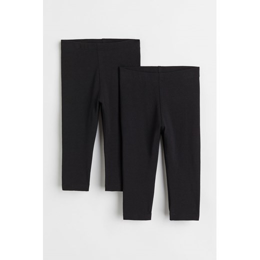 H & M - Bawełniane legginsy 2-pak - Czarny ze sklepu H&M w kategorii Legginsy niemowlęce - zdjęcie 169597819