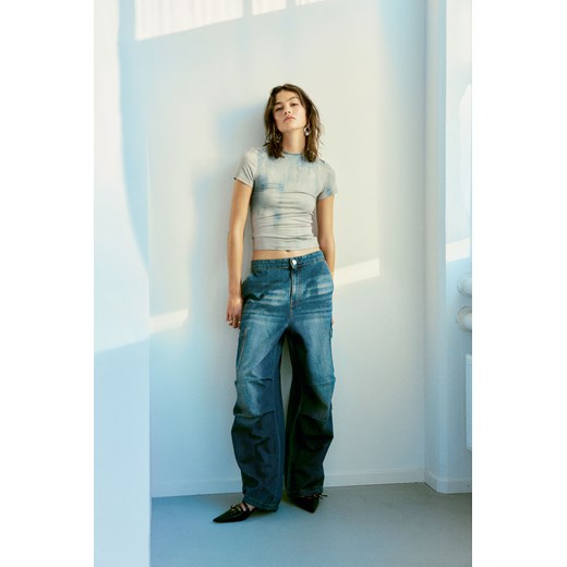 H & M - Spodnie spadochronowe z denimu - Niebieski ze sklepu H&M w kategorii Jeansy damskie - zdjęcie 169597957