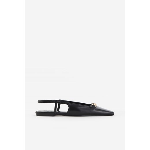 H & M - Skórzane buty z odkrytą piętą - Czarny H & M 37 H&M