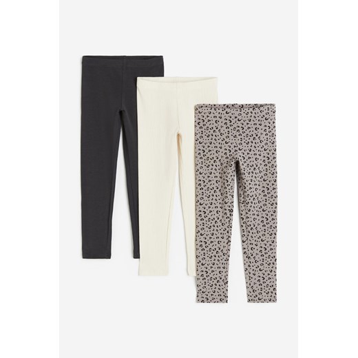 H & M - Dżersejowe legginsy 3-pak - Beżowy ze sklepu H&M w kategorii Spodnie dziewczęce - zdjęcie 169598055