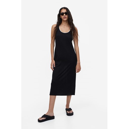 H & M - Sukienka z dzianiny w prążki - Czarny ze sklepu H&M w kategorii Sukienki - zdjęcie 169598268