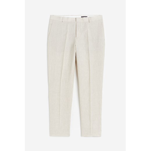 H & M - Lniane spodnie garniturowe Slim Fit - Biały H & M 52 H&M