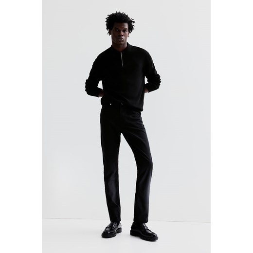 H & M - Spodnie z bawełnianego diagonalu Slim Fit - Czarny ze sklepu H&M w kategorii Spodnie męskie - zdjęcie 169598396