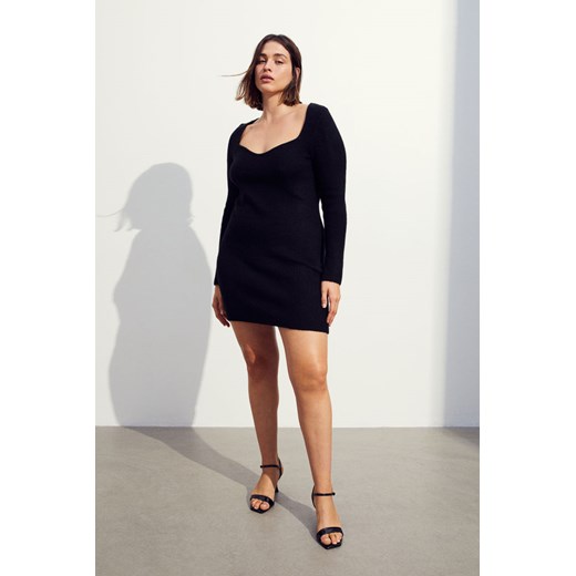 H & M - Sukienka z dzianiny w prążki - Czarny H & M S H&M