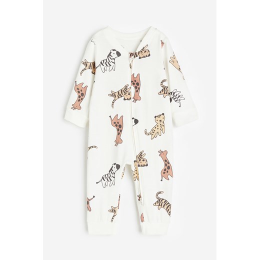 H & M - Piżama jednoczęściowa z suwakiem - Biały ze sklepu H&M w kategorii Piżamy dziecięce - zdjęcie 169598428