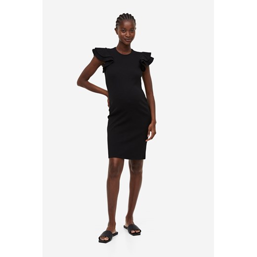 H & M - MAMA Sukienka z falbankowym rękawem - Czarny ze sklepu H&M w kategorii Sukienki ciążowe - zdjęcie 169598445