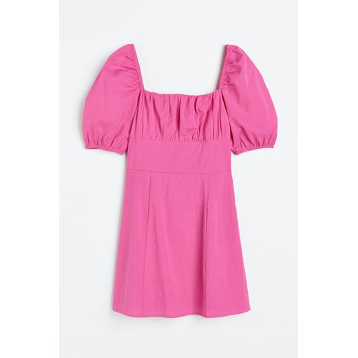 H & M - Sukienka z bufiastym rękawem - Różowy H & M XXS H&M